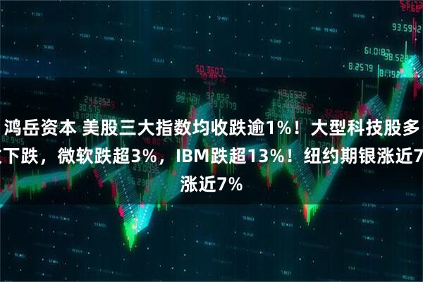 鸿岳资本 美股三大指数均收跌逾1%！大型科技股多数下跌，微软跌超3%，IBM跌超13%！纽约期银涨近7%